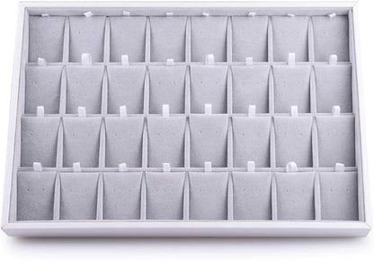 Oirlv Velvet Stackable Jewelry Tray 32 Grids Earrings Organizer Display Showcase Jewelry Storage trays