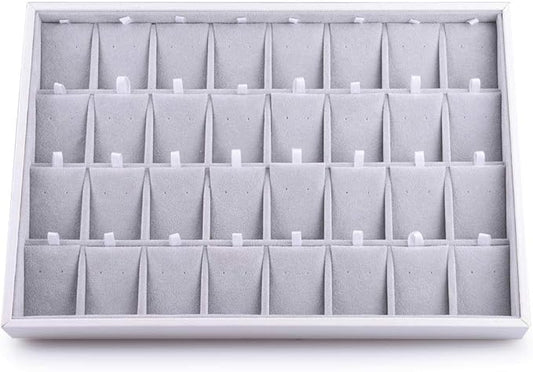 Oirlv Velvet Stackable Jewelry Tray 32 Grids Earrings Organizer Display Showcase Jewelry Storage trays