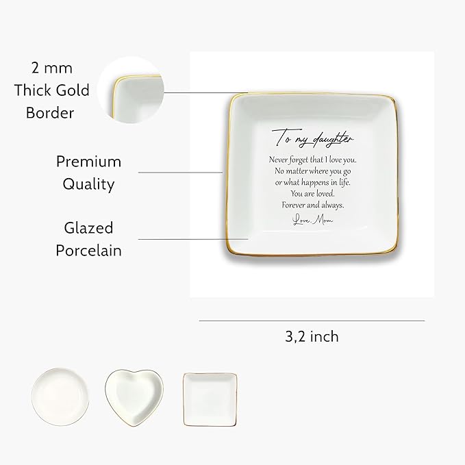 To My Daughter Gift, Ceramic Ring Dish For Girl Bride From Mom, Jewelry Dish, Jewelry Holder, Daughter Birthday Gift, Daughter Present, Wedding Gift, Mother And Daughter, Daughter In Law Gift