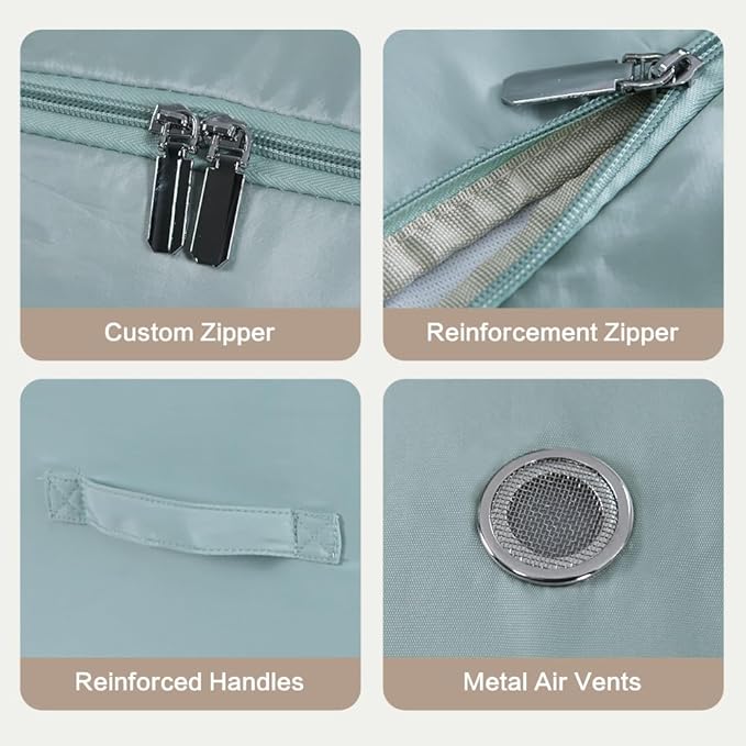 Space Saving Self Compression Organizer,Compression Storage Bags for Bedding and travel,Storage bags for Blankets Duvet Quilts Pillows, Comforter Storage with zippered ventilation holes（Green XL）