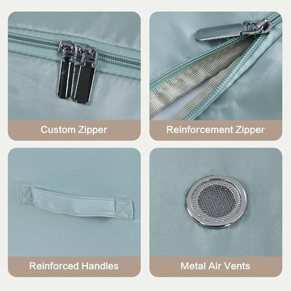 Space Saving Self Compression Organizer,Compression Storage Bags for Bedding and travel,Storage bags for Blankets Duvet Quilts Pillows, Comforter Storage with zippered ventilation holes（Green XL）