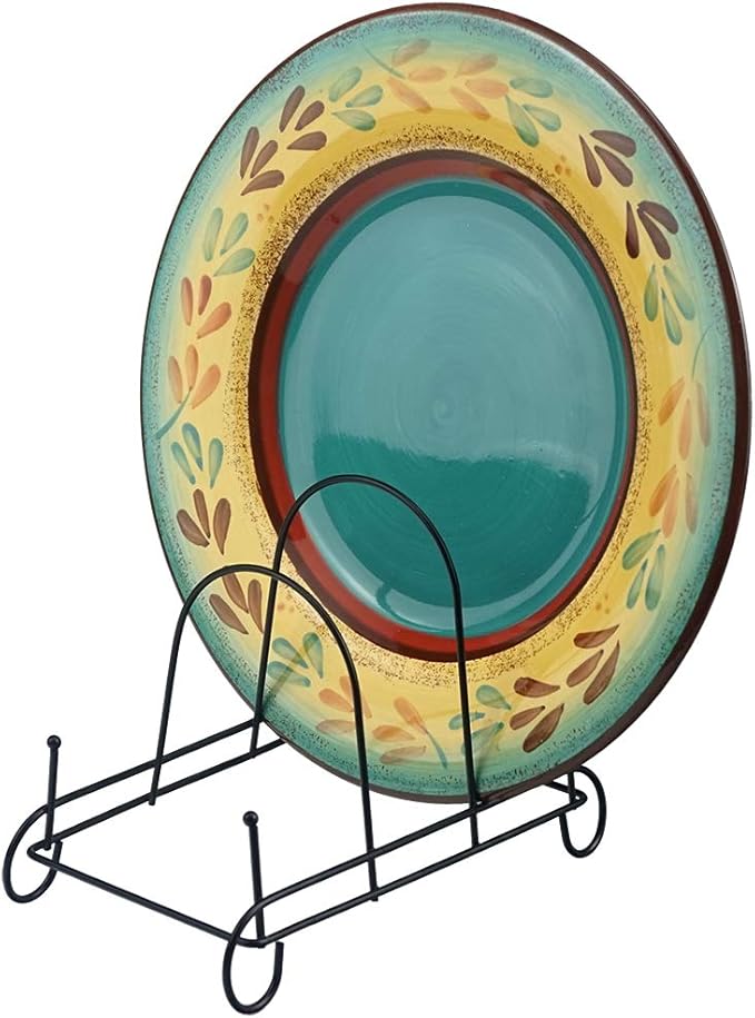 Artliving 3-Tier Plate Holder Display Stands - Metal Scrollwork Dish Rack - Cabinet Organizer - Set of 2