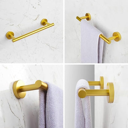 SUS 304 Stainless Steel Hand Towel Bar 12-Inch Bathroom Towel Holder Kitchen Dish Cloth Hanger Wall Mount Gold Finish