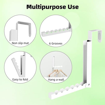 WLCSNG 2 Pack Over The Door Hanger, Folding Over The Door Drying Rack for Laundry, Door Hanger for Clothing, Over The Door Hooks, Door Clothes Drying Rack,Portable Compact & Travel-Ready,White