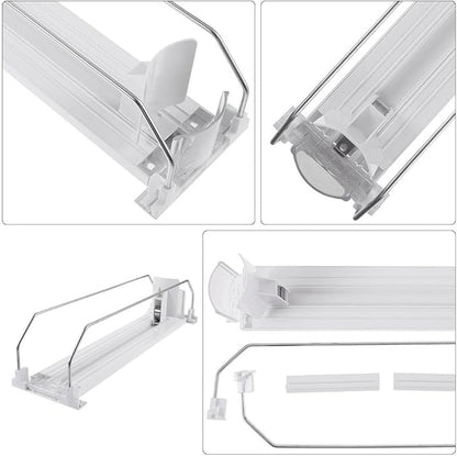 PRETYZOOM Drink Organizer for Fridge White Plastic Automatic Pusher Glide, 12'' Depth Self-Pushing Drinking Bottle Rack, Soda Dispenser for Fridge, Shelves