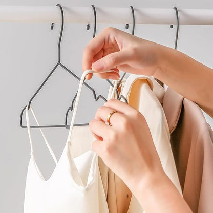 17.7" Strong Metal Wire Clothes Hangers, Coat Hanger Rack, Standard Suit Hangers, Metal Shirt Dress Hanger, 30 Pack, Black
