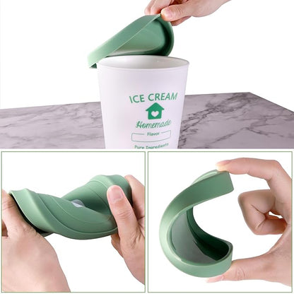 cyrico Ice Cream Containers with Silicone Lids for Homemade Ice Cream, 4 Pack 1 Quart Each Reusable Sorbet Frozen Yogurt Storage Containers Set BPA Free Stackable Leakproof Dishwasher Freezer Safe