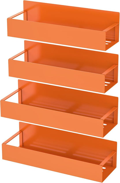 4 Pack Magnetic Spice Storage Rack Organizer for Refrigerator and Oven, Orange Fridge Organizers and Storage