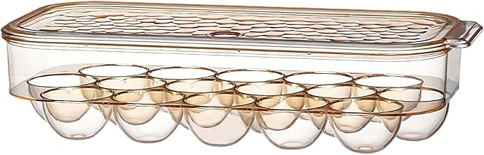 Plastic Covered Egg Container Holders Storage Cartons for Refrigerator Camping Traveling with Lid Brown