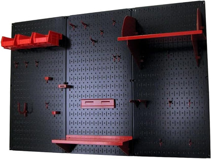 Wall Control Pegboard Organizer 4 ft. Metal Pegboard Standard Tool Storage Kit with Black Toolboard and Red Accessories