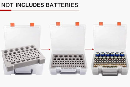 Battery Organizer Storage Box, Garage Storage Containers Case Holder with Checker Tester Fits for AA AAA C D 9V Lithium 3V (Not Includes Batteries Pack)