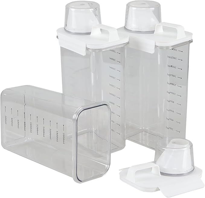 3-Pack 78 OZ Plastic Liquid Laundry Detergent Dispenser, Clear Laundry Detergent Dispenser for Powder, Beads, Fabric Softener, Bleach