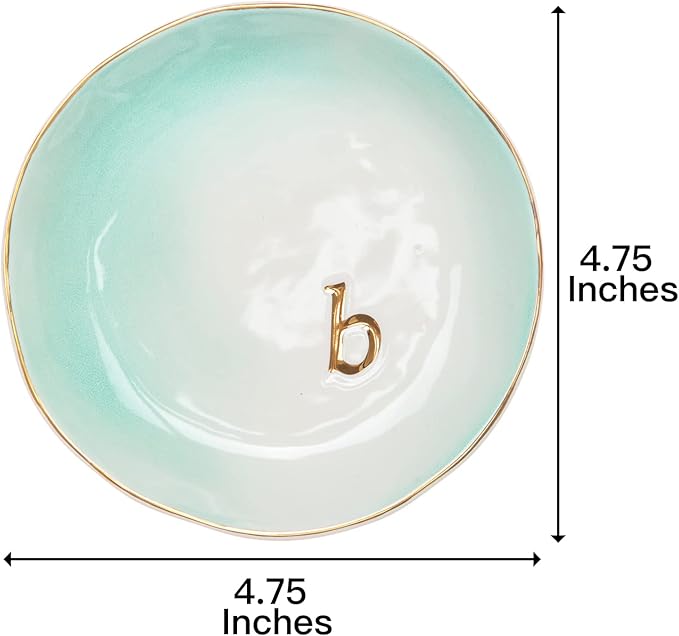 COLLECTIVE HOME - Ceramic Jewelry Tray, Decorative Trinket Dish for Rings Earrings Necklaces Bracelet Watch Keys, Birthday Mother's Day Christmas Gift for Women, 4.75", Colored Surface (B)