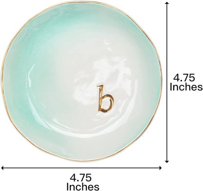 COLLECTIVE HOME - Ceramic Jewelry Tray, Decorative Trinket Dish for Rings Earrings Necklaces Bracelet Watch Keys, Birthday Mother's Day Christmas Gift for Women, 4.75", Colored Surface (B)