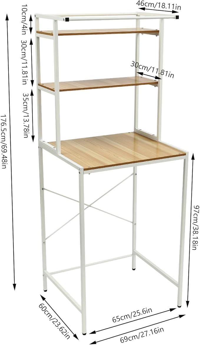 Over Washer and Dryer Shelves, 3 Tiers Laundry Room Storage and Organizer Standing Shelf, Metal Freestanding Clothes Drying Rack, Space Saving Organizers Shelf 27.1" W x 23.6" D x 69.5" H (Brown)