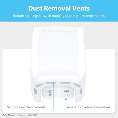 TotalMount Hole-Free Remote Holders – Eliminate Need to Drill Holes in Your Wall (White Remote Control Holders, Quantity 2)