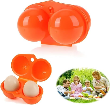 Portable Egg Storage Eggs Holder Box Container Hiking Outdoor Camping Carrier For 2 Egg Case (Orange)