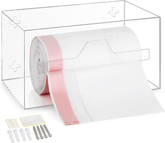 Storage Standard Trash Bag Holder Dispenser - Open Side Acrylic Bags Dispensing Roll Holder, Garbage Liner Holder for Cabinet, Garbage & Under Sink - Organizer for Home or Shops - 10.5" x 5.5" x 5.5"