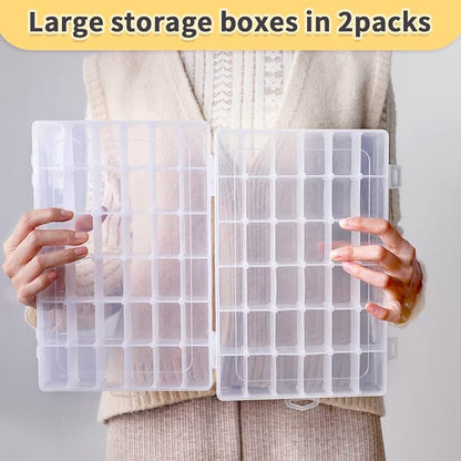 IOOLEEM 2 Pack 36 Grids Plastic Bead Organizer Box, Adjustable Dividers, Sewing Storage, Organizer Container Storage Box, Dividers for Bead Arts and Crafts.