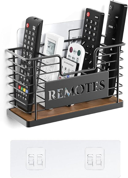 Remote Control Holder, 5-Slot TV Remote Holder Wall Mount, Universal Remote Caddy Large Size Design for Wall Table Living Room Bedroom, Easy Installation