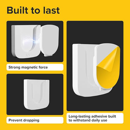 Magnetic Remote Control Holder - 5 Pcs White Set for TV, Fan, and Air Conditioner Remotes - Wall Mount with Self-Adhesive Back for Easy Installation and with our Powerful and Sleek Magnetic Holders
