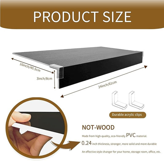 Wire Shelf Cover, Wire Rack Covers for Pantry,4 Pcs PVC Wood-Look Faux Wood Shelf Liners,24x16 Inch,0.24 inch Thick for Home and Kitchen Organization