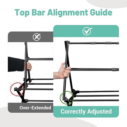 4 Tier Clothes Drying Rack Foldable | Foldable Clothing Drying Rack | Laundry Drying Rack Collapsible for Laundry Room, Dorm, Expandable Sturdy Metal Design | Black 29"L x 11.5"W x 53"H