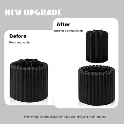 Anyoifax 360 Rotating Makeup Brush Holder 7 Slots Make Up Brush Organizer Removable Spinning Cosmetic Brushes Storage Pen Holder for Vanity, Dresser, Desk, Black