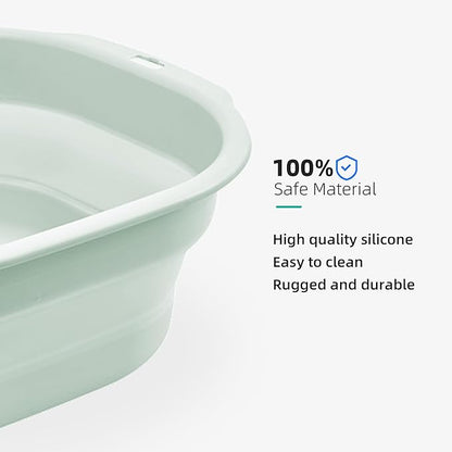 2 Pack Collapsible Wash Basin Set, Foldable Dish Tub, Small Medium Portable Sink for Kitchen, Camping, RV, Baby Bottles, Laundry, Plastic Washbasin -Green