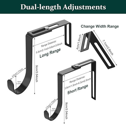 Yinsiskyer Adjustable Over The Door Hooks, Premium Metal Hooks for Hanging, Heavy Duty Door Coat Hangers and Towel Door Hangers, Cubicle Hook fits 1 3/8" to 3 1/2" Longer Panels for Wreath,Black,5 Pcs