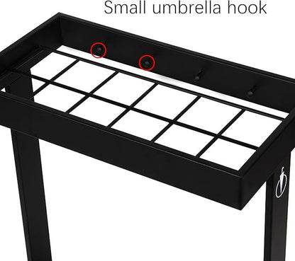 Metal Umbrella Holder for Indoor Entryway Can hold 16 umbrellas，tall Large Capacity Umbrella Storage stand With removable drain tray,For Hotel,Offices,home,Commercial(Black)