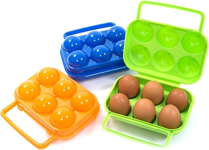 FantasyDay 6 Grids Egg Holder - Sturdy Shockproof Durable Carton Container With Lid for Refrigerator - Large Capacity Organizer Box for Home Kitchen Outdoor Picnic Hiking Storage