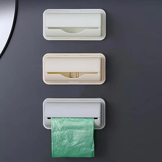 Trash Bag Dispenser Wall Mount, Small Garbage Bag Dispenser and Holder, Plastic Liner Organizer for Kitchen, Bathroom, Cabinet or Under Sink Storage – 3 Pack