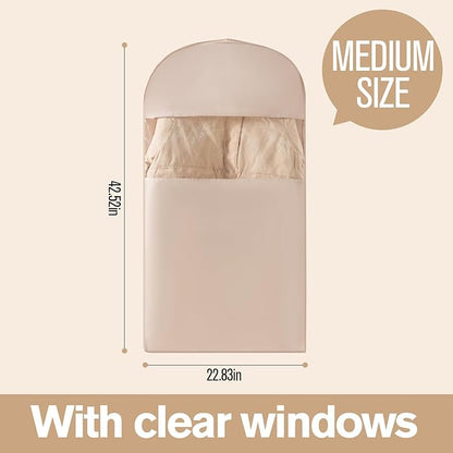 2 Packs Gusseted Garment Bags for Hanging Clothes Suit Bags for Open Closet Storage, Side Clear Clothing Cover for Coat, Dress, Jacket, Shirt, Fur Wardrobe Protector, (grey, 52 inch)