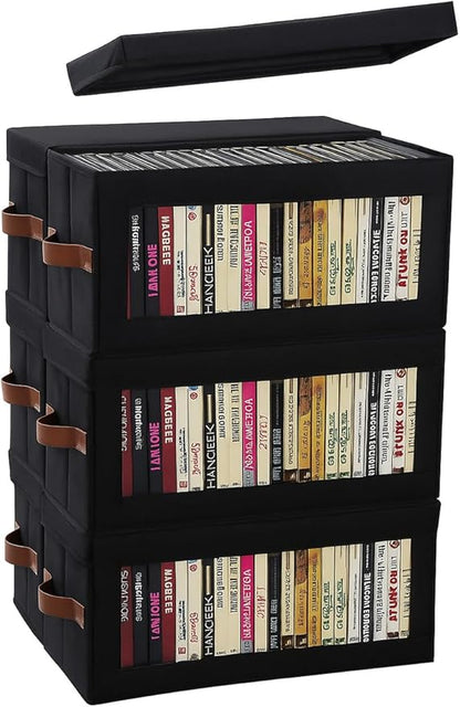 6 Packs DVD Storage Box with Visible Window, Dustproof DVD Case Holder Organizer with Lid and Handles