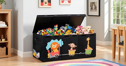XL Toy Box - Toy Storage Bins with lids, Collapsible Toy Chest for Boys Girls, Kids Big Toy Organizer with Adjustable Dividers for Living Room Area, Playroom, Bedroom，40"x16"x14"