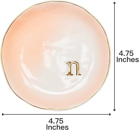 COLLECTIVE HOME - Ceramic Jewelry Tray, Decorative Trinket Dish for Rings Earrings Necklaces Bracelet Watch Keys, Birthday Mother's Day Christmas Gift for Women, 4.75", Colored Surface (N)