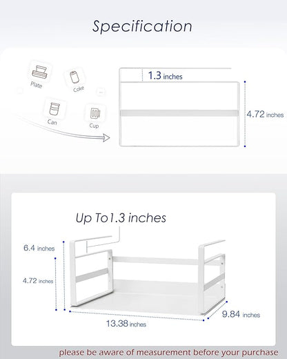 Nxconsu 2Pack Under Shelf Storage Basket Organizer Hanging Holder for Cabinet Pantry Kitchen Cupboard Desk Counter Bookshelf Organization Add-on Space Saver Heavy Duty Slide-in White