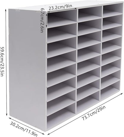Literature Organizer Sorter,Desktop File Sorter Mail Center Magazine Paper Storage PVC Board File Holder Mailbox Student Classroom Keepers for Home&Office (White, 24 Slots)