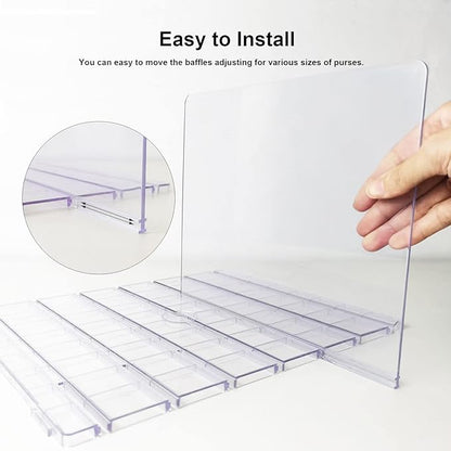 Purse Organizer for Closet, Adjustable Clear Shelf Dividers for Closet Organization Plastic Purse Storage Organizer Bag Organizer