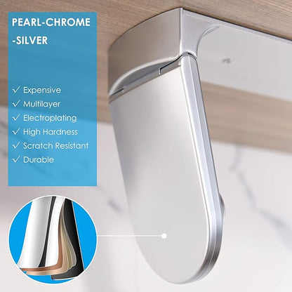 simpletome ONE Hand Tear Paper Towel Holder Under Cabinet Adhesive or Drilling Installation Aluminum Alloy + ABS (Pearl Chrome Silver)