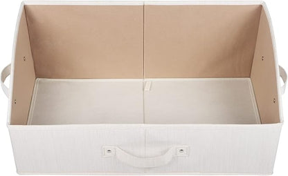 KEEGH Storage Bins for Closet Shelves Storage Baskets for Shelves Trapezoid Storage Bin Fabric Organizer Bins for Clothes with Handles,Beige,Set of 3
