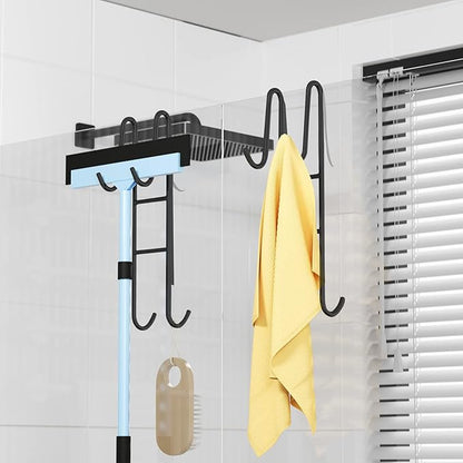 Cerbonny Shower Door Hooks (10 Inch), 2 Pack Extended Towel Hooks for Bathroom, Over Door Hooks, Shower Hooks for Frameless Glass Door, Black