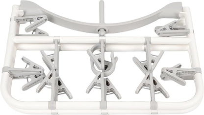 Clothes Drying Racks Foldable Clip Hangers Drip Hanger Plastic with 20 Drying Clips (Light Grey-Rectangle)
