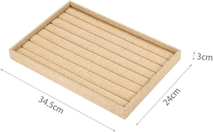 Valyria Sackcloth Stackable 7 Slots Ring Earring Tray Showcase Display Organizer(Sackcloth)