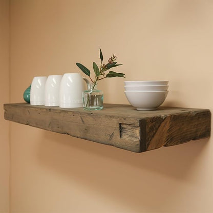 Urbandi Rustic Distressed Floating Shelves, Set of 2, Handmade Out of Pine Wood, 3 Inch Thick, Made in USA (Aged Barrel, 36Lx3Hx8D)