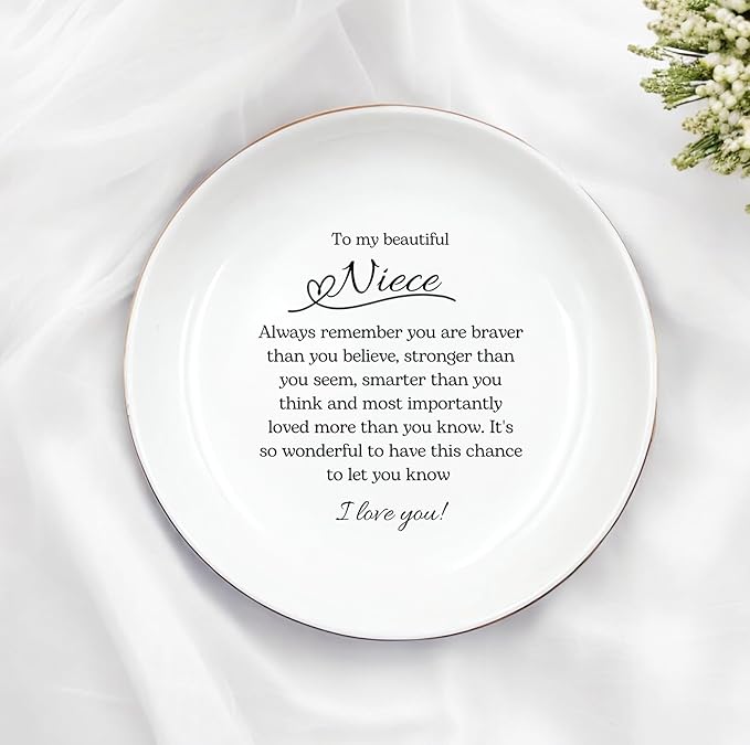 Niece Gift from Aunt Auntie, Goddaughter Gift Ring Dish, Niece Keepsake, Niece Birthday Gift, Niece Jewelry Gift, Gift from Godmother, Gift from Godparents, Goddaughter Gift, Niece Jewelry Tray