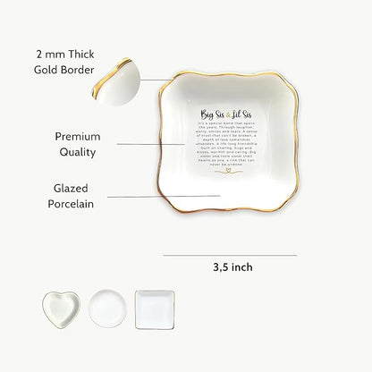 HatafaFurni Sister Ring Dish Holder Gifts, Jewelry Dish for Sister, Big Sis & Lil Sis Trinket Tray for Christmas Birthday Wedding Gift - Ceramic Jewelry Tray, A Gift to Strengthen Sister's Friendship