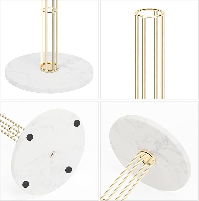 NearMoon Paper Towel Holder Countertop, Sturdy Kitchen Paper Towel Stand Dispenser-All Metal, Standard or Jumbo-Sized for Kitchen Countertop,Farmhouse, Living Room (Marble Base, Gold)