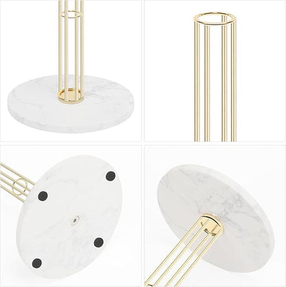 NearMoon Paper Towel Holder Countertop, Sturdy Kitchen Paper Towel Stand Dispenser-All Metal, Standard or Jumbo-Sized for Kitchen Countertop,Farmhouse, Living Room (Marble Base, Gold)